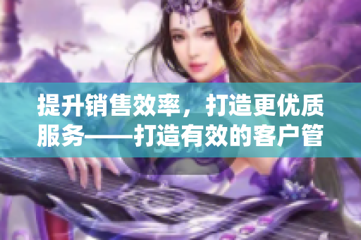 提升销售效率，打造更优质服务——打造有效的客户管理系统